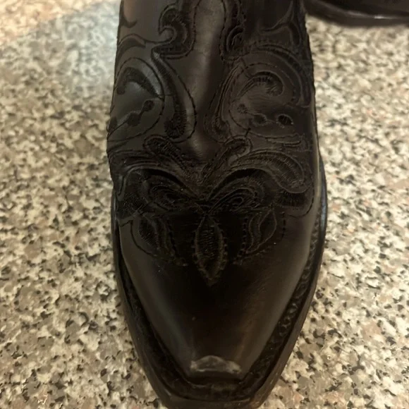 🕵️🕵️🕵️ REPUBLIC OF TEXAS BLACK HANDMADE COWBOY BOOT SIZE 6.5 EUC🕵️🕵️🕵️ - Picture 10 of 13